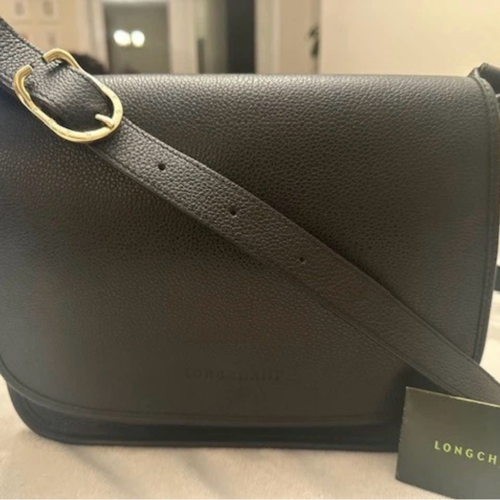 Longchamp Black Le Foulonne Leather Shoulder Crossbody Bag